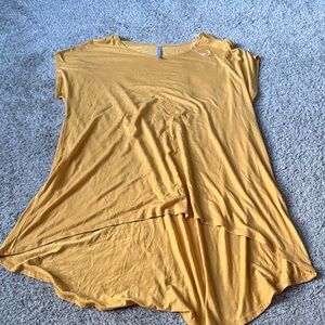 Azules Mustard Asymmetrical Short Sleeve Top
